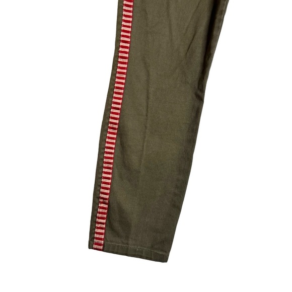 J. Crew Ankle Jeans Olive Cropped Vertical Contrasting Red and White Stripes 27 - Picture 6 of 16